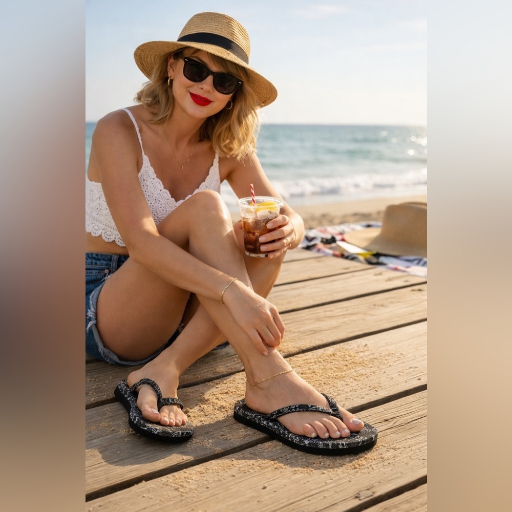 Copa Stylish Black Flip-Flops for Women - Picture 2 of 10